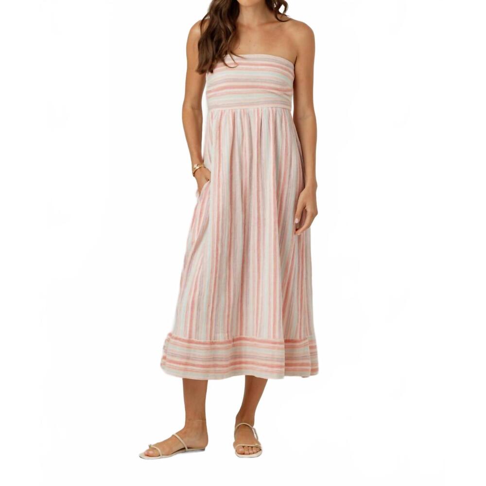 NEW SUNDAYS jade midi dress in rainbow striped